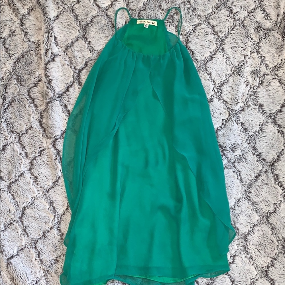 Green chiffon casual dress